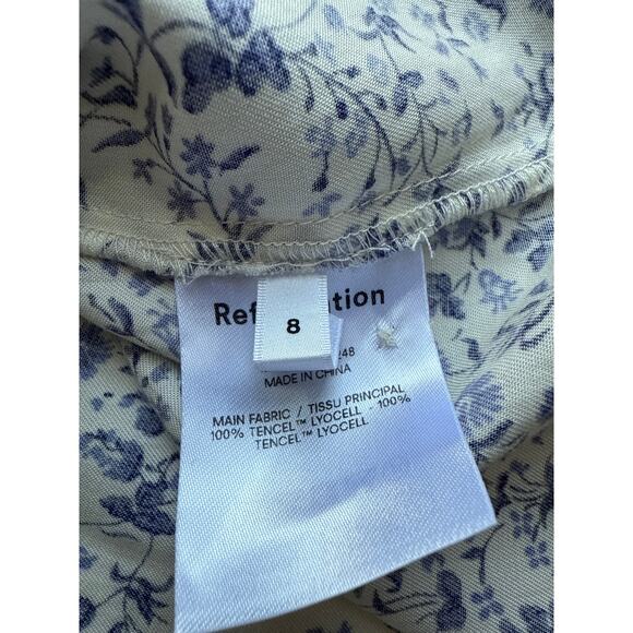 Reformation Mini Fitted Skater Dress in Blue & White Floral Size 8 - Picture 9 of 11
